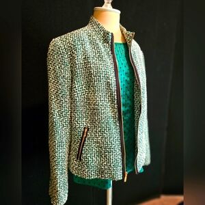 Jones New York Green Tweed Blazer
